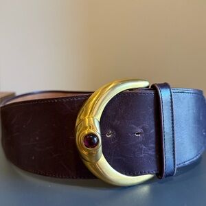 VINTAGE DONNA KARAN NEW YORK PURPLE BELT WITH BRASS BUCKLE SIZE L